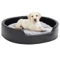 vidaXL Cama para perros felpa y cuero sintético negro gris 79x70x19 cm