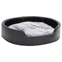 vidaXL Cama para perros felpa y cuero sintético negro gris 79x70x19 cm
