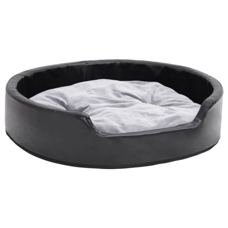 vidaXL Cama para perros felpa y cuero sintético negro gris 79x70x19 cm
