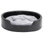 vidaXL Cama para perros felpa y cuero sintético negro gris 79x70x19 cm