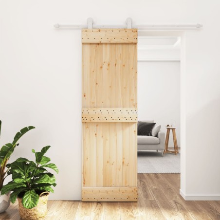 vidaXL Puerta corredera con herrajes madera maciza de pino 70x210 cm