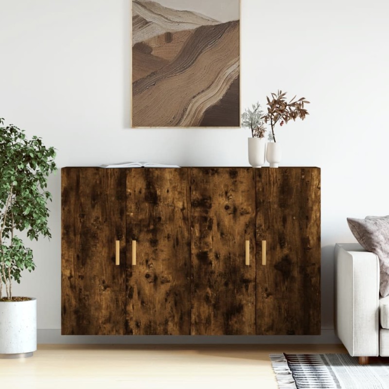 vidaXL Armarios de pared 2 uds madera de ingeniería roble ahumado vidaXL Armarios de pared 2 uds madera de ingeniería roble ahumado