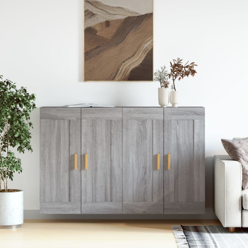 vidaXL Armarios de pared 2 uds madera de ingeniería gris Sonoma vidaXL Armarios de pared 2 uds madera de ingeniería gris Sonoma
