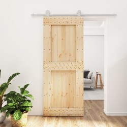 vidaXL Puerta corredera con herrajes madera maciza de pino 85x210 cm