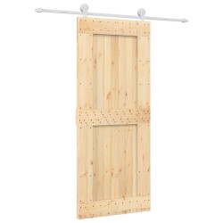 vidaXL Puerta corredera con herrajes madera maciza de pino 85x210 cm