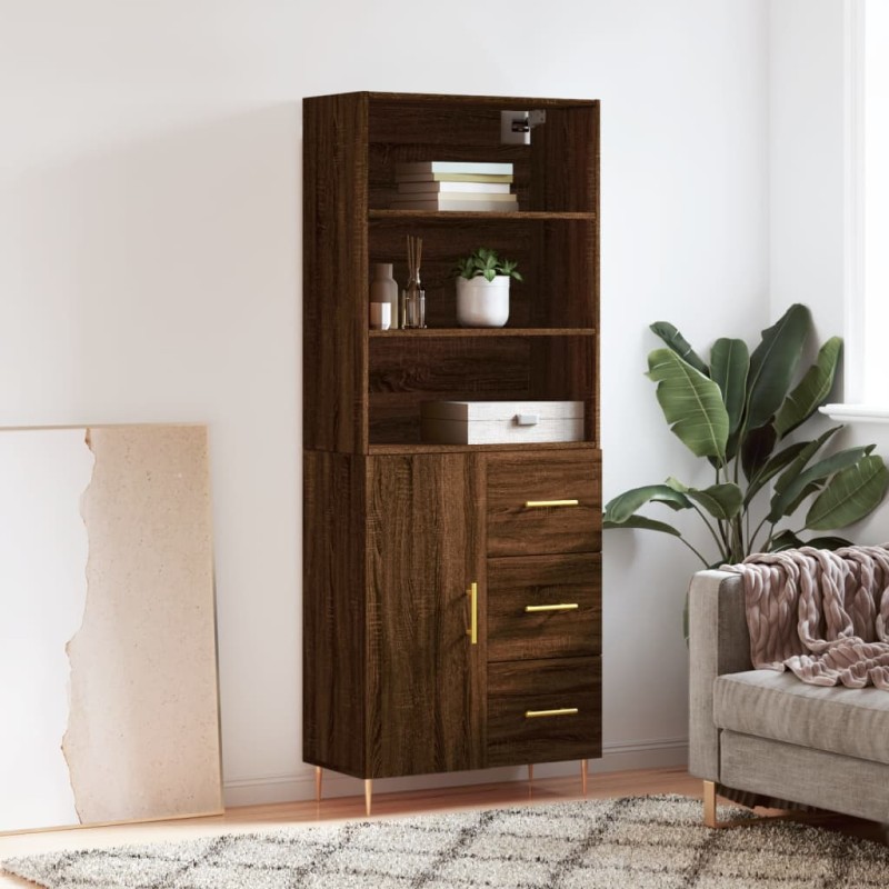 vidaXL Aparador alto madera contrachapada marrón roble 69,5x34x180 cm vidaXL Aparador alto madera contrachapada marrón roble 69,5x34x180 cm
