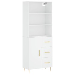 vidaXL Aparador alto madera contrachapada blanco 69,5x34x180 cm