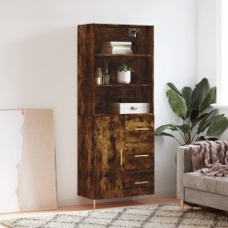 vidaXL Aparador alto madera contrachapada roble ahumado 69,5x34x180 cm