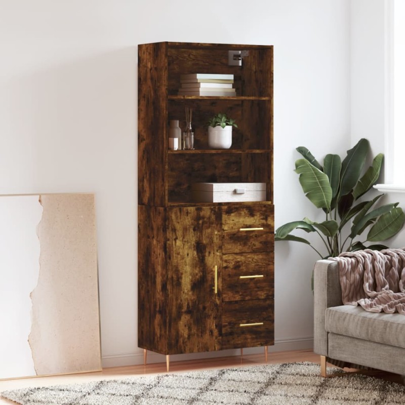 vidaXL Aparador alto madera contrachapada roble ahumado 69,5x34x180 cm vidaXL Aparador alto madera contrachapada roble ahumado 69,5x34x180 cm