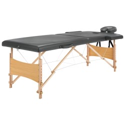 vidaXL Camilla de masaje 2 zonas estructura madera antracita 186x68 cm