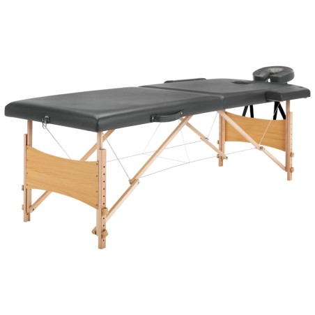 vidaXL Camilla de masaje 2 zonas estructura madera antracita 186x68 cm