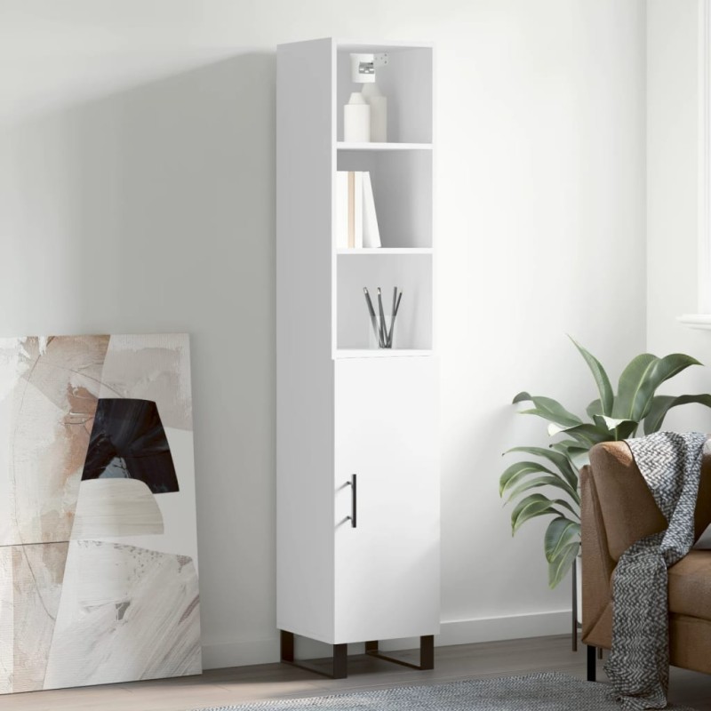 vidaXL Aparador alto madera contrachapada blanco 34,5x34x180 cm