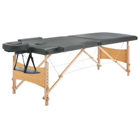 vidaXL Camilla de masaje 2 zonas estructura madera antracita 186x68 cm
