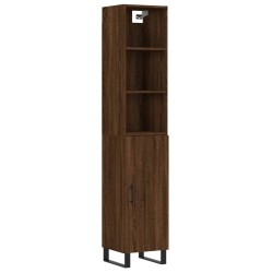 vidaXL Aparador alto madera contrachapada roble marrón 34,5x34x180 cm