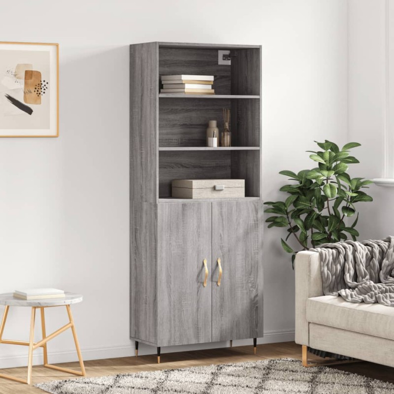 vidaXL Aparador alto madera contrachapada gris sonoma 69,5x34x180 cm vidaXL Aparador alto madera contrachapada gris sonoma 69,5x34x180 cm