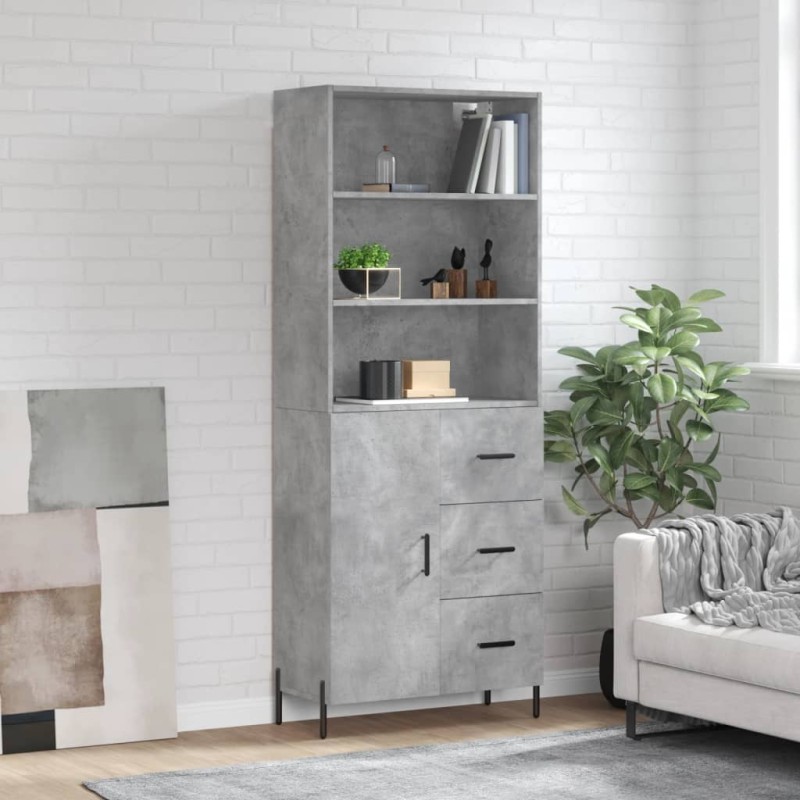 vidaXL Aparador alto madera contrachapada gris hormigón 69,5x34x180 cm vidaXL Aparador alto madera contrachapada gris hormigón 69,5x34x180 cm
