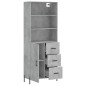 vidaXL Aparador alto madera contrachapada gris hormigón 69,5x34x180 cm vidaXL Aparador alto madera contrachapada gris hormigón 69,5x34x180 cm