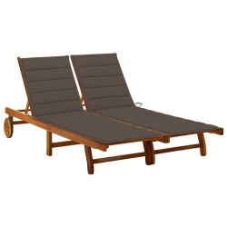 vidaXL Tumbona de jardín 2 personas y cojines madera maciza de acacia 