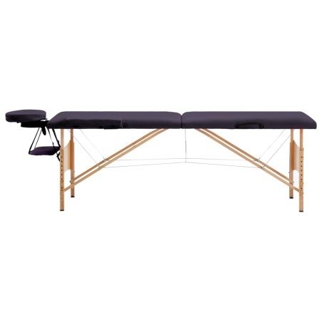 vidaXL Camilla de masaje plegable 2 zonas madera morado