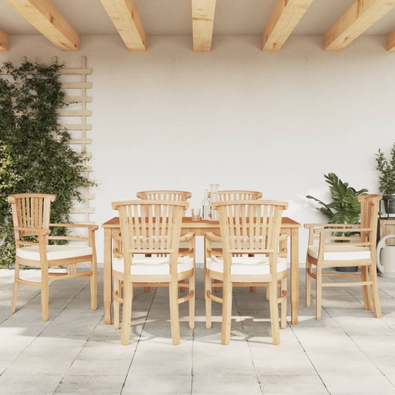 vidaXL Juego de comedor de jardín 7 piezas madera maciza de teca vidaXL Juego de comedor de jardín 7 piezas madera maciza de teca