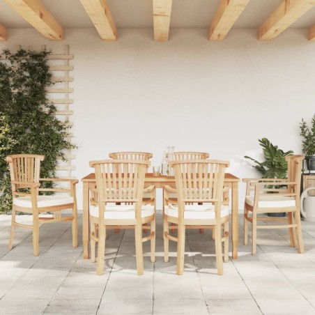 vidaXL Juego de comedor de jardín 7 piezas madera maciza de teca