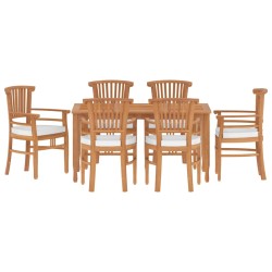 vidaXL Juego de comedor de jardín 7 piezas madera maciza de teca