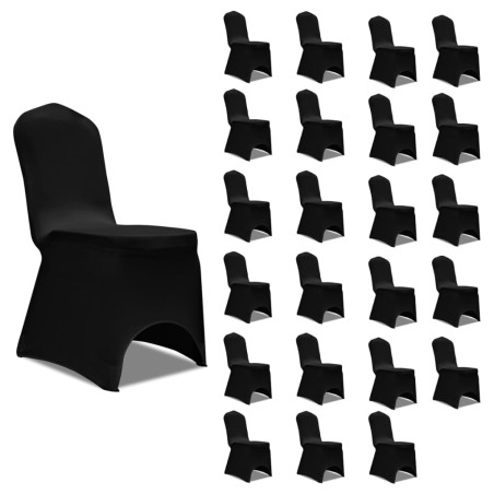 vidaXL Funda de silla elástica 24 unidades negro