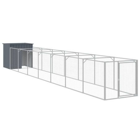 vidaXL Caseta perros con corral acero galvanizado gris 110x813x110 cm