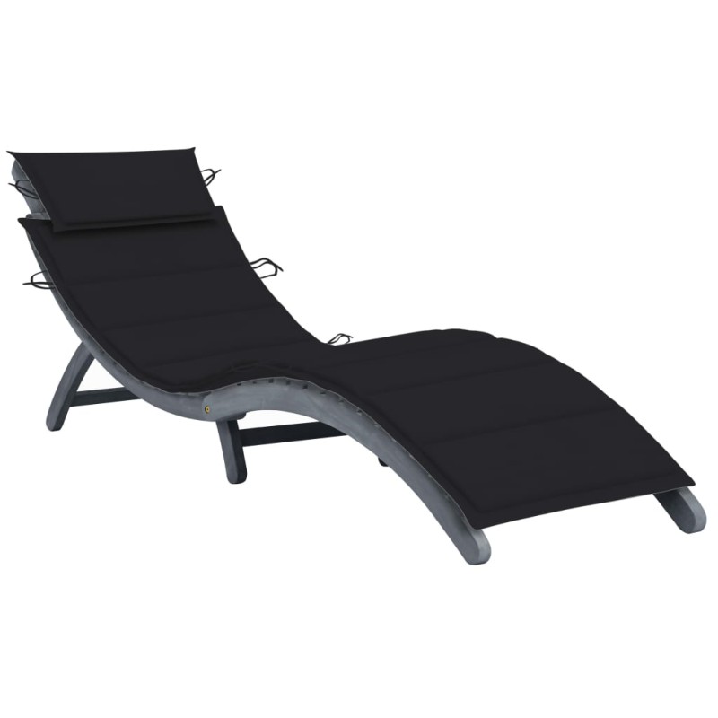 vidaXL Tumbona con cojín madera maciza de acacia gris vidaXL Tumbona con cojín madera maciza de acacia gris