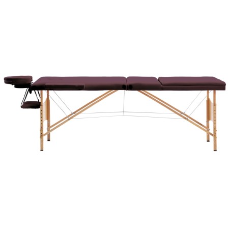 vidaXL Camilla de masaje plegable 3 zonas madera morado vino