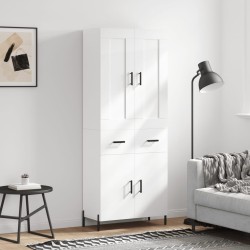 vidaXL Aparador alto madera contrachapada blanco brillo 69,5x34x180 cm