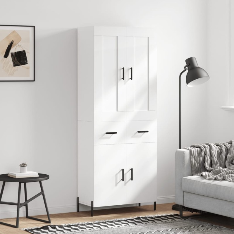 vidaXL Aparador alto madera contrachapada blanco brillo 69,5x34x180 cm vidaXL Aparador alto madera contrachapada blanco brillo 69,5x34x180 cm