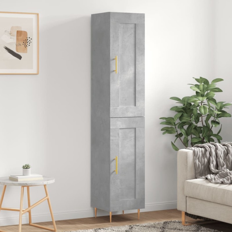 vidaXL Aparador de madera contrachapada gris hormigón 34,5x34x180 cm vidaXL Aparador de madera contrachapada gris hormigón 34,5x34x180 cm