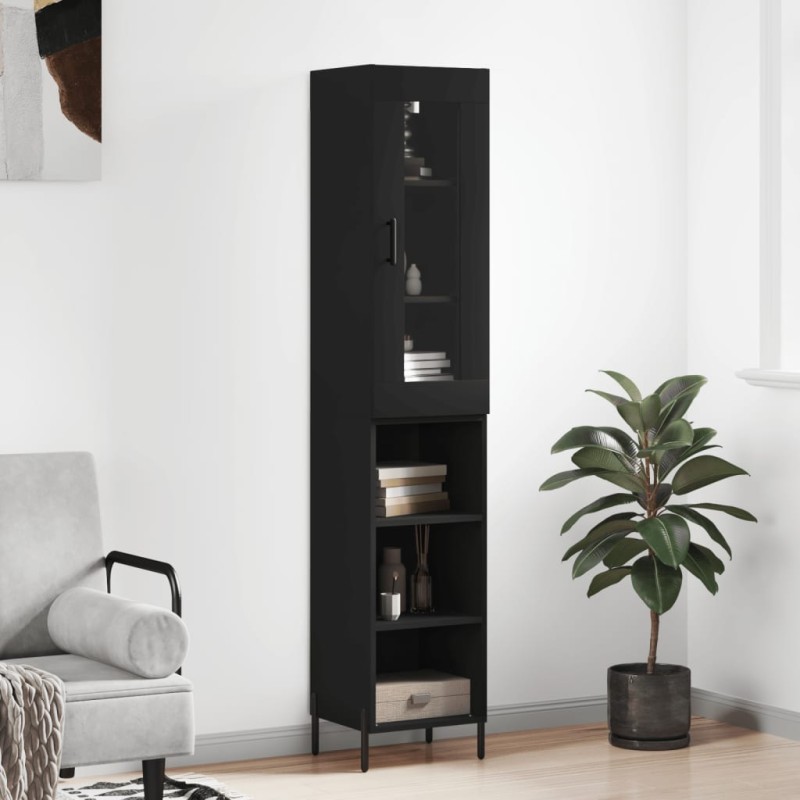 vidaXL Aparador de madera contrachapada negro 34,5x34x180 cm vidaXL Aparador de madera contrachapada negro 34,5x34x180 cm
