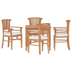 vidaXL Juego de comedor para jardín 5 piezas madera maciza de teca