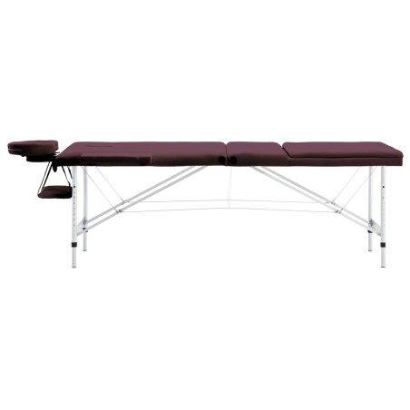 vidaXL Camilla de masaje plegable 3 zonas aluminio morado vino