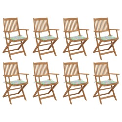 vidaXL Sillas de jardín plegables 8 uds y cojines madera maciza acacia