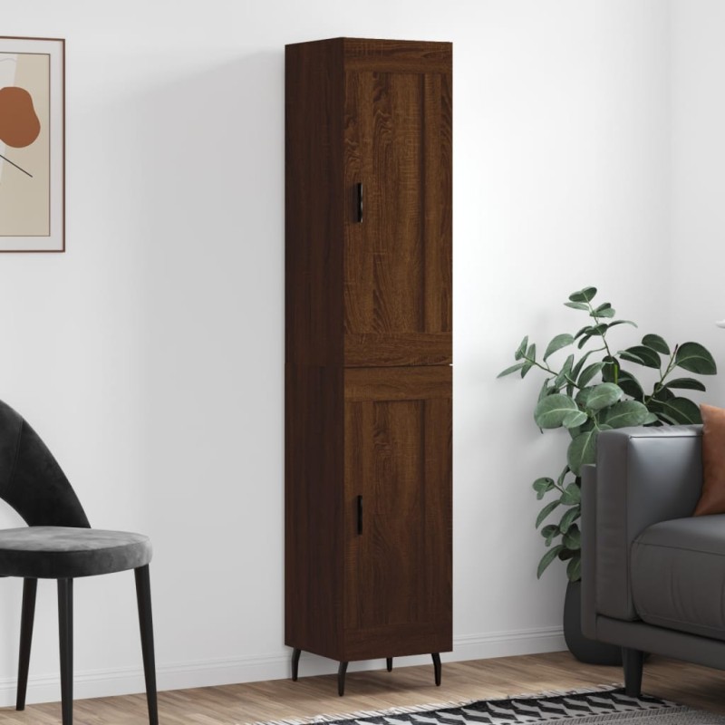 vidaXL Aparador alto madera contrachapada roble marrón 34,5x34x180 cm vidaXL Aparador alto madera contrachapada roble marrón 34,5x34x180 cm