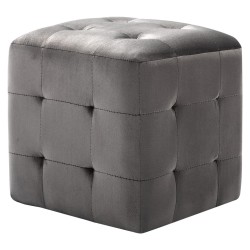 vidaXL Puf 2 unidades terciopelo gris 30x30x30 cm