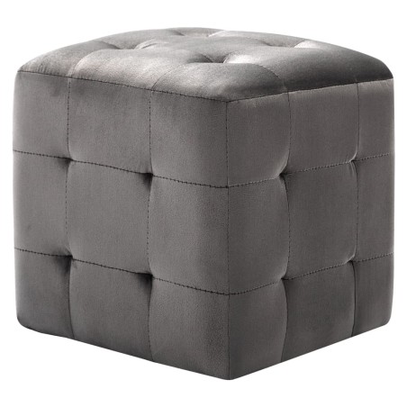 vidaXL Puf 2 unidades terciopelo gris 30x30x30 cm