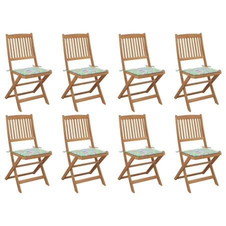 vidaXL Sillas de jardín plegables 8 uds y cojines madera maciza acacia