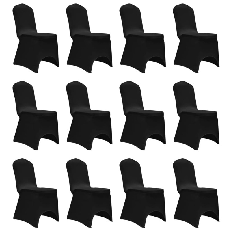 vidaXL Funda de silla elástica 12 unidades negra vidaXL Funda de silla elástica 12 unidades negra