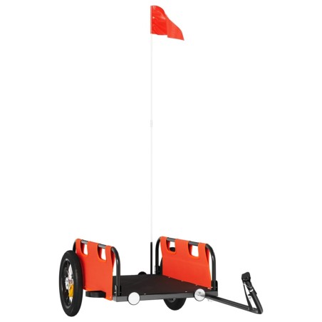 vidaXL Remolque para bicicletas hierro y tela Oxford naranja