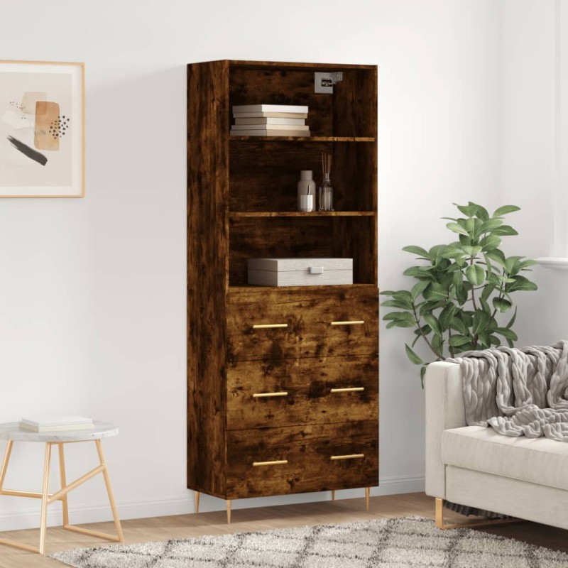 vidaXL Aparador alto madera contrachapada roble ahumado 69,5x34x180 cm vidaXL Aparador alto madera contrachapada roble ahumado 69,5x34x180 cm