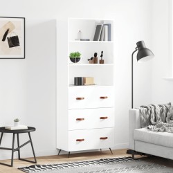 vidaXL Aparador alto madera contrachapada blanco brillo 69,5x34x180 cm