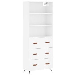 vidaXL Aparador alto madera contrachapada blanco brillo 69,5x34x180 cm