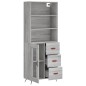 vidaXL Aparador alto madera contrachapada gris sonoma 69,5x34x180 cm vidaXL Aparador alto madera contrachapada gris sonoma 69,5x34x180 cm