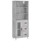 vidaXL Aparador alto madera contrachapada gris hormigón 69,5x34x180 cm vidaXL Aparador alto madera contrachapada gris hormigón 69,5x34x180 cm