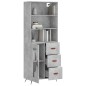 vidaXL Aparador alto madera contrachapada gris hormigón 69,5x34x180 cm vidaXL Aparador alto madera contrachapada gris hormigón 69,5x34x180 cm