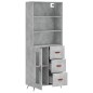 vidaXL Aparador alto madera contrachapada gris hormigón 69,5x34x180 cm vidaXL Aparador alto madera contrachapada gris hormigón 69,5x34x180 cm